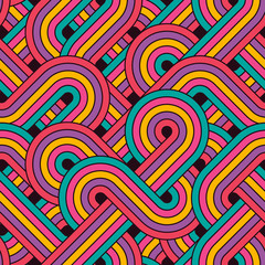Poster - Seamless abstract retro lines pattern
