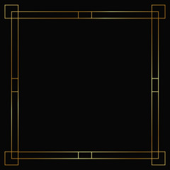 Wall Mural - Vector golden frame on the black background. Isolated art deco border