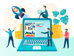 Wall Mural - successful startup, profit optimization, business analytics, selling website