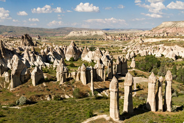 Wall Mural - Volcanic rock formations known as Fairy Chimneys in Love Valley, Cappadocia, Turkey