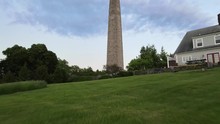 Bennington Battle Monument Stone Obelisk In Bennington, Vermont At Sunset