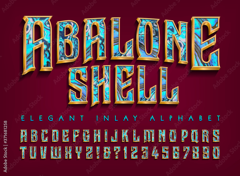 Abalone Shell Inlay Effect Alphabet. An Elegant and Ornate Font with ...