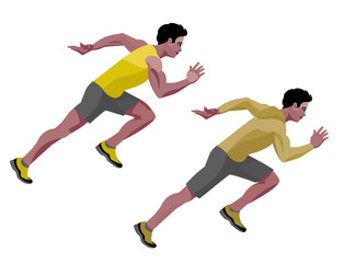 Wall Mural - A black runner starts at high speed (two isolated figures)