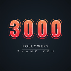 Wall Mural - Thank You 3000 Followers illustration template design