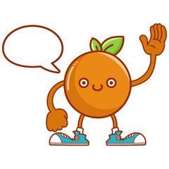 Wall Mural - kawaii smiling orange fruit with sneakers cartoon