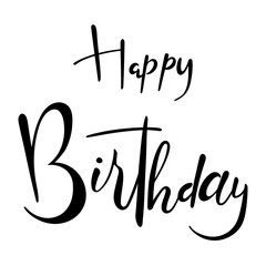 Poster - Happy birthday brush hand lettering text isolated