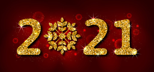 Poster - Happy New Year 2021, Golden Shimmering Header Luxury Text