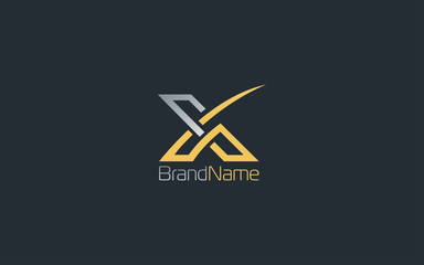 Letter X logo with luxury gold color