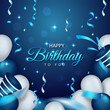© avn99projects - blue Birthday background with realistic balloons Premium Vector