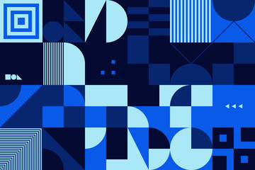 Wall Mural - geometric pattern vector design with duotone dark blue colors
