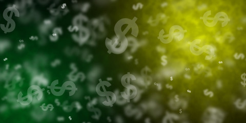 Poster - Abstract green and lemon yellow background with flying dollars