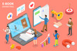 © TarikVision - 3D Isometric Flat Vector Conceptual Illustration of E-book Marketing Campaign.