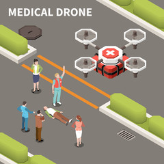 Sticker - Medical Drones Isometric Composition