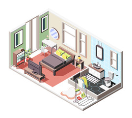 Wall Mural - Loft Interior Isometric Composition