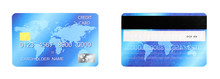 Modern Credit Card On White Background, Front And Back View. Banner Design