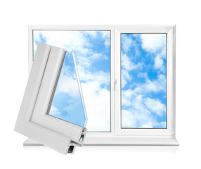 Wall Mural - Window and sample of profile on white background