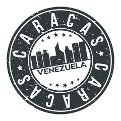 Caracas Venezuela Round Stamp Icon Skyline City Design Badge Rubber.