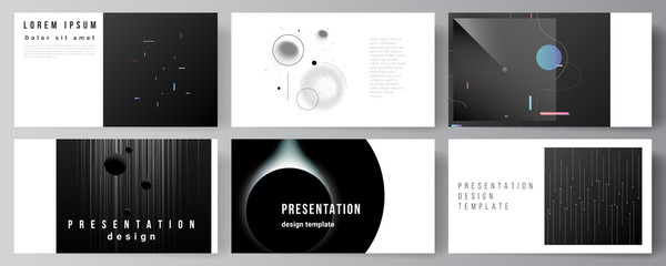 Vector layout of the presentation slides design business templates, multipurpose template for presentation brochure, brochure cover. Tech science future background, space design astronomy concept.