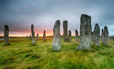 Wall Mural - Moody sunset over the Callanish Standing Stones on the Ilse of Lewis