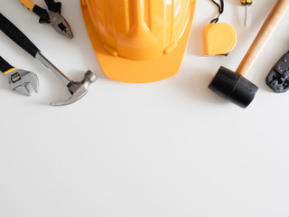 handyman tools on white table