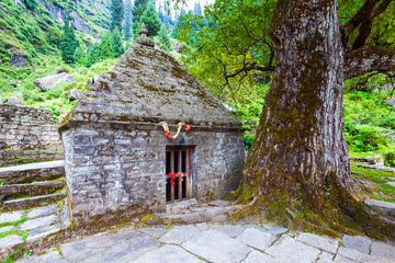 Wall Mural - Shiva temple near Yogini waterfall, Manali