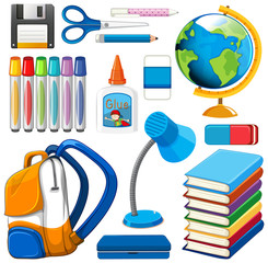 Wall Mural - set of stationary tools and school