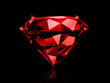 Dazzling diamond red gemstones on black background