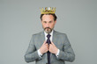 © be free - Winner handsome man actor artist scientist with crown, sophisticated manners concept
