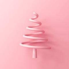 Aufkleber - Abstract pink pastel color christmas tree minimal concept isolated on pink wall background with shadow 3D rendering
