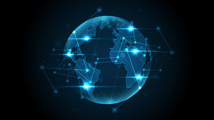 Wall Mural - global network connection world map abstract technology background