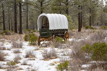 A Replica Of A Covered Wagon Used By Many Who Traveled The Oregon Trail