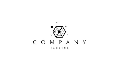 Wall Mural - vector logo in which the abstract image of a hexagon with circles in the corners personifies coopera