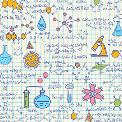 Wall Mural - school chemical formulas .notebook school paper.handwritten formulas background.letters and numbers 