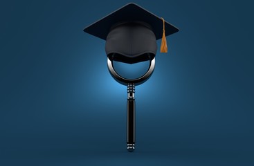 Poster - Magnifying glass with mortarboard