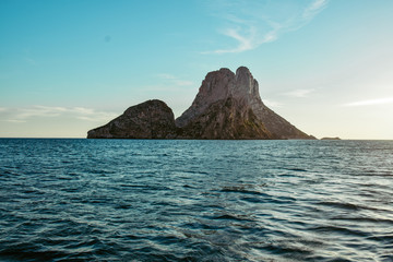 Es Vedra island seen from a sailboat