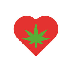 Wall Mural - Marijuana heart icon. Simple color vector elements of herbal drugs icons for ui and ux, website or mobile application