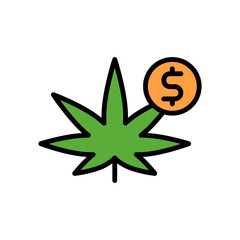 Wall Mural - Marijuana dollar icon. Simple color with outline vector elements of herbal drugs icons for ui and ux, website or mobile application