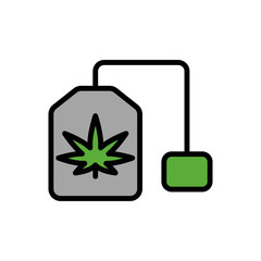 Wall Mural - Marijuana tea bag icon. Simple color with outline vector elements of herbal drugs icons for ui and ux, website or mobile application