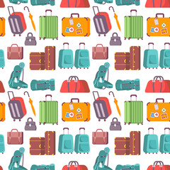 Seamless pattern with various Luggage