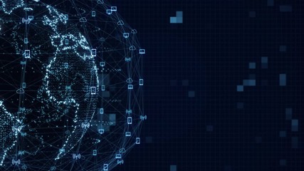 Earth  Digital Clouds Earth rotating animation social future technology abstract 3Drendering  Data network