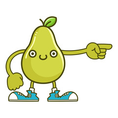 Wall Mural - kawaii smiling pear fruit with sneakers cartoon