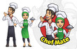 Cartoon Couple Muslim Chef