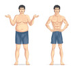 Before and After Weight Loss Fat and Slim Male