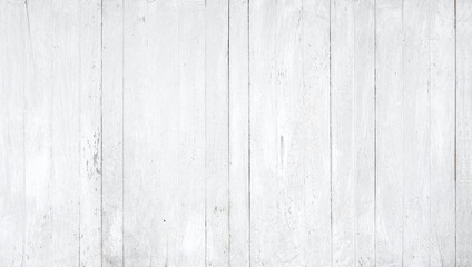 Wall Mural - Wood wall painted weathered white. Vintage white wood plank background. Old white wooden wall.