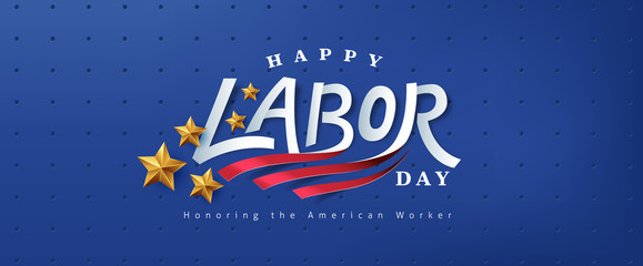 Wall Mural - usa happy labor day text design advertising banner template