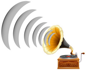 Poster - Gramophone with sound wave icon