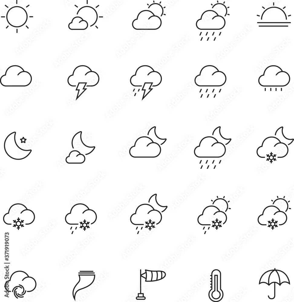 Weather forecast outline icon set Stock Vector | Adobe Stock