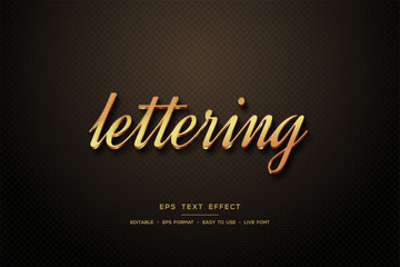 Script Text style effect 3d elegant gold color.
