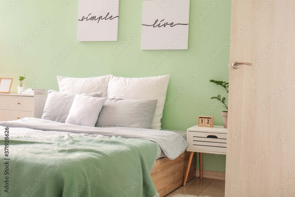 Interior of modern stylish bedroom