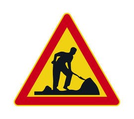 Road Maintenance traffic sign symbol. Street under construction logo icon. Vector illustration image. Isolated on white background.